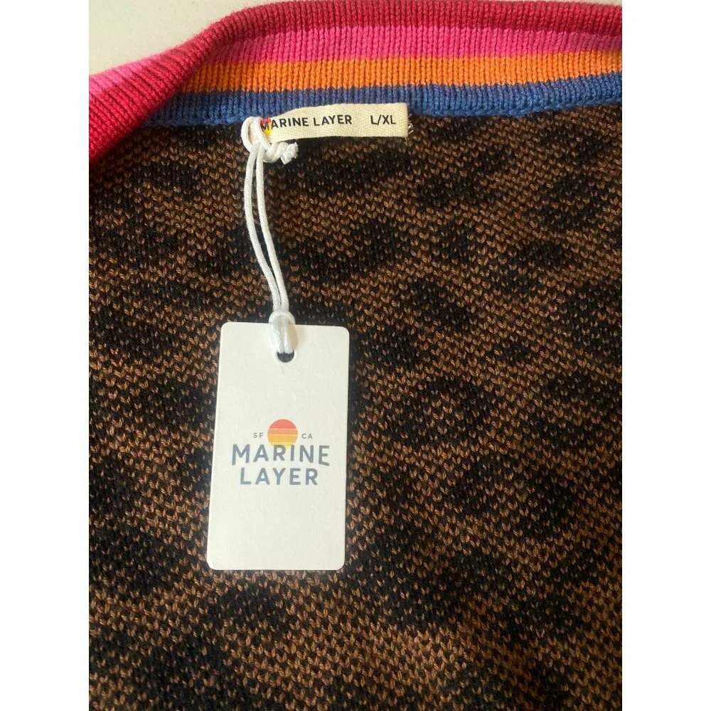 NWT Marine Layer Martha Sweater Coat Leopard Duster Cardigan L/XL Rare! - Picture 12 of 15
